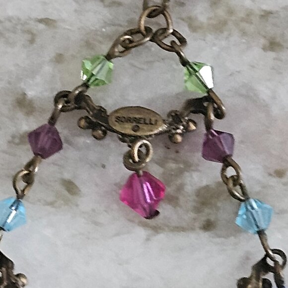 RARE VINTAGE SORRELLI FLOWER FLORAL CRYSTAL DROP DANGLE CHANDELIER EARRINGS - Picture 10 of 13